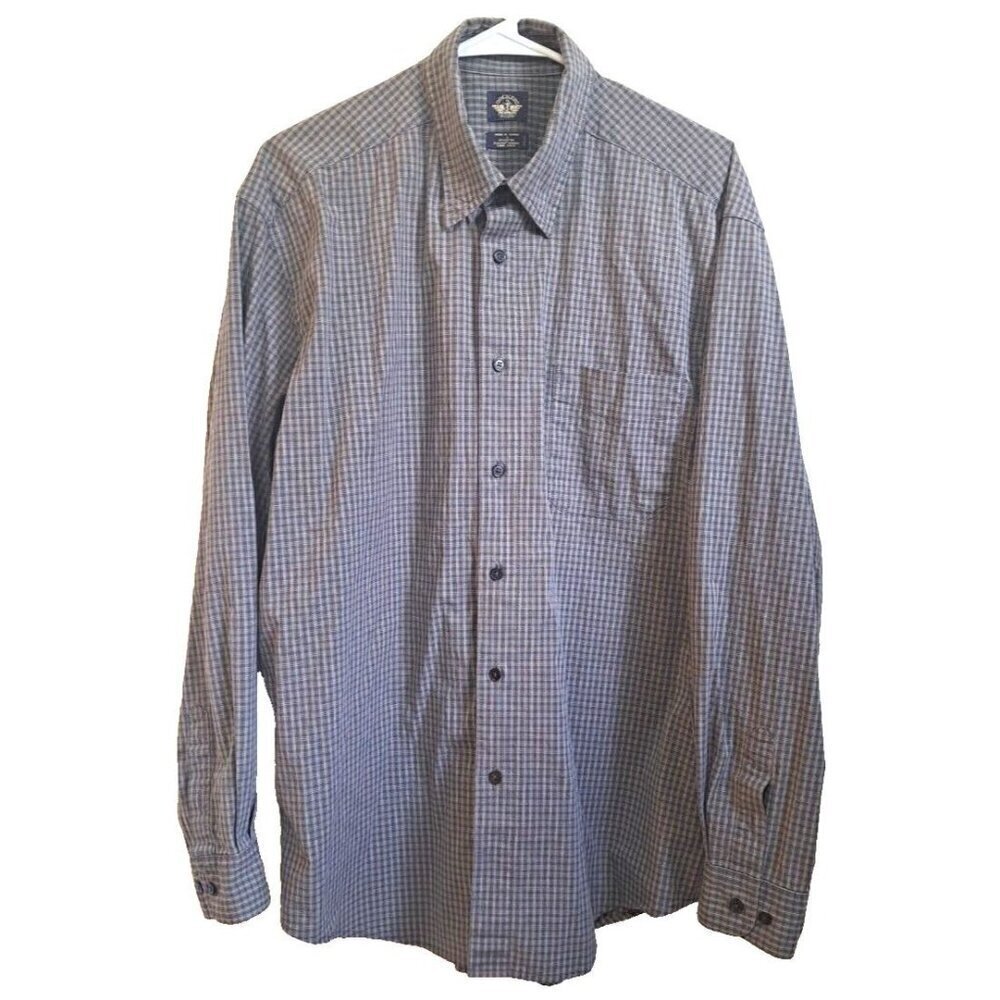 Dockers Men's L Long Sleeve Plaid Gray & Tan Button Up Shirt CARE TAG MISSING